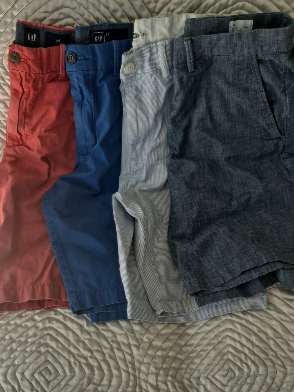 GAP Men's Shorts Pack - Rust, Blue, Light Gray, Chambray